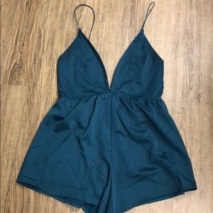 Green deep V romper